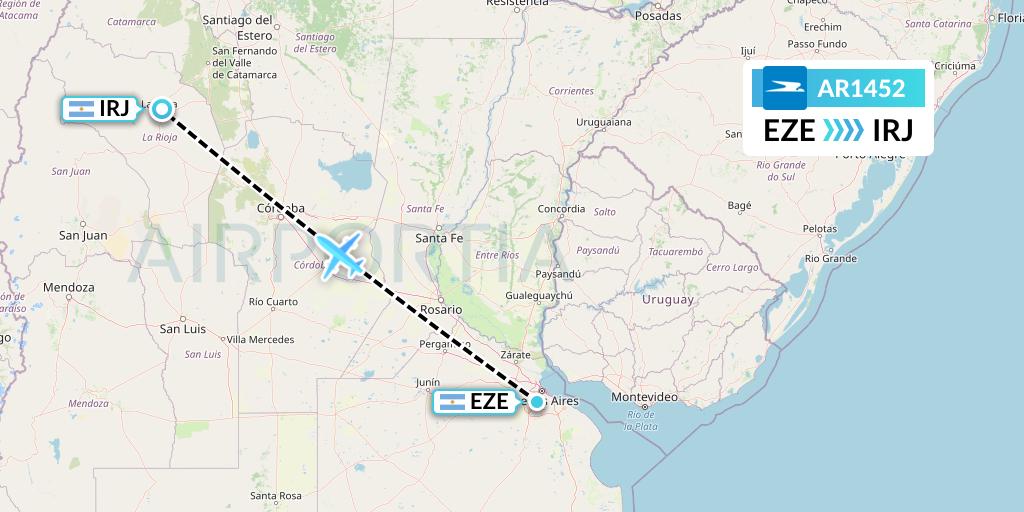 AR1452 Aerolineas Argentinas Flight Map: Buenos Aires to La Rioja