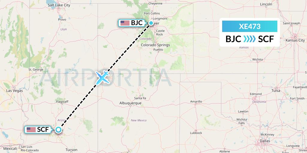 XE473 Jsx Flight Map: Denver to Scottsdale