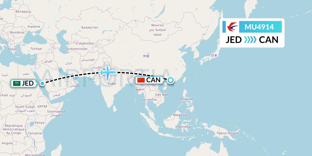 MU4914 China Eastern Airlines Flight Map: Jeddah to Guangzhou