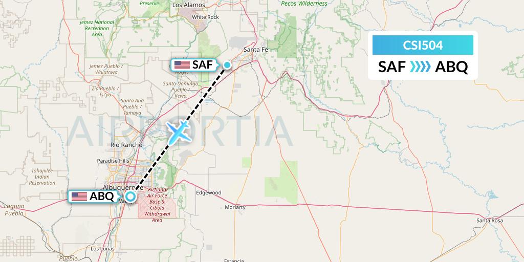 CSI504 Csi Aviation Flight Map: Santa Fe to Albuquerque