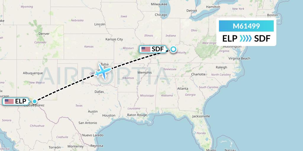 M61499 Amerijet International Flight Map: El Paso to Louisville