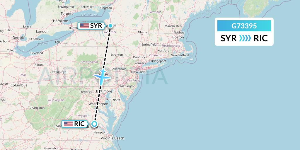G73395 GoJet Flight Map: Syracuse to Richmond