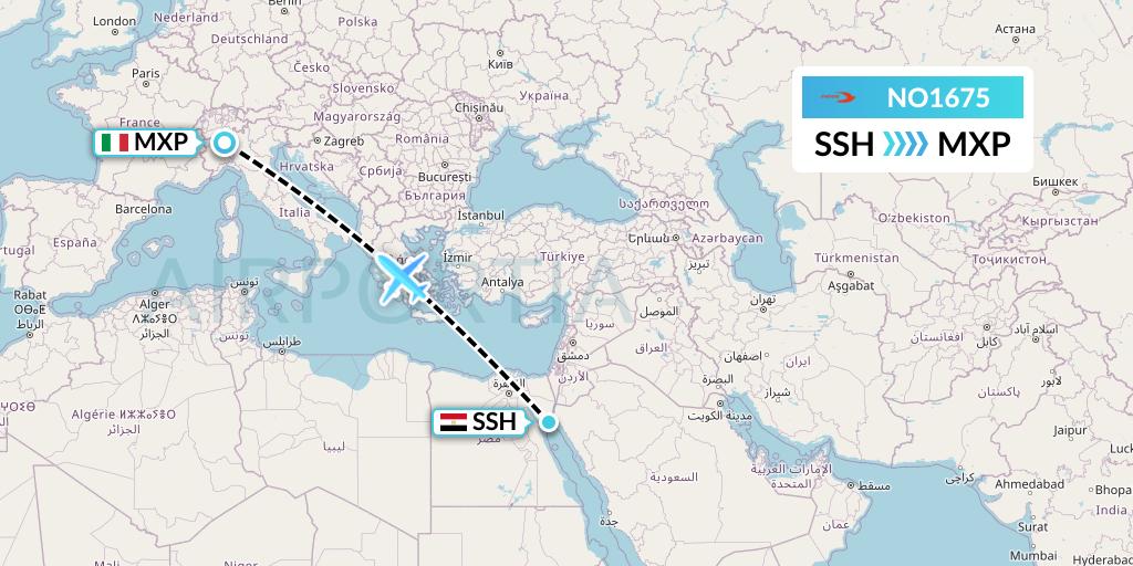 NO1675 Neos Flight Map: Sharm el-Sheikh to Milan
