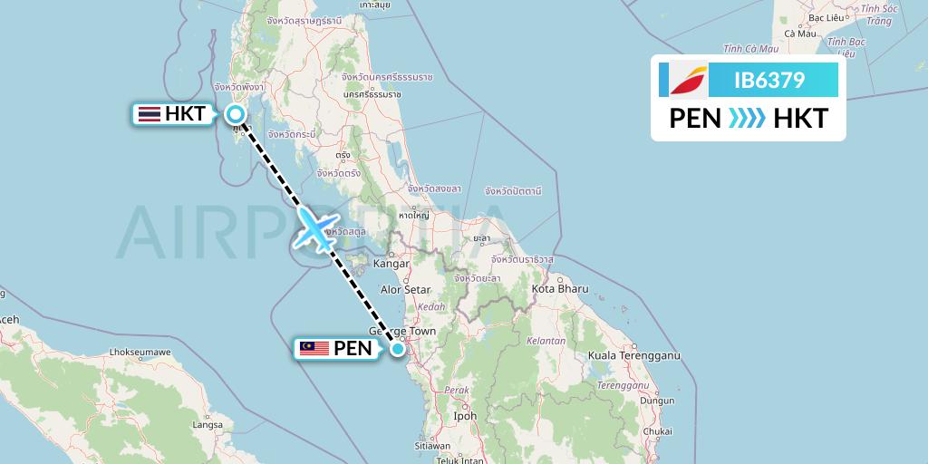IB6379 Iberia Flight Map: Penang to Phuket