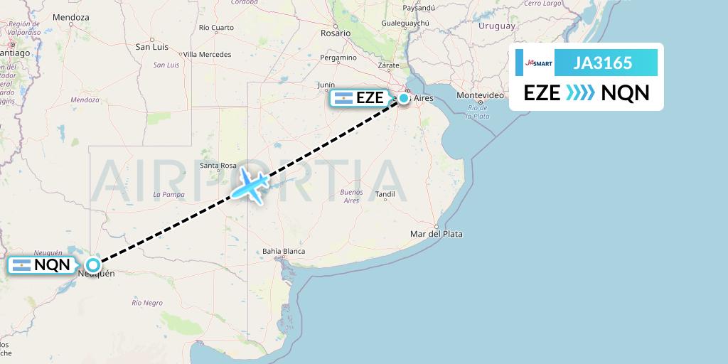 JA3165 JetSMART Flight Map: Buenos Aires to Neuquen