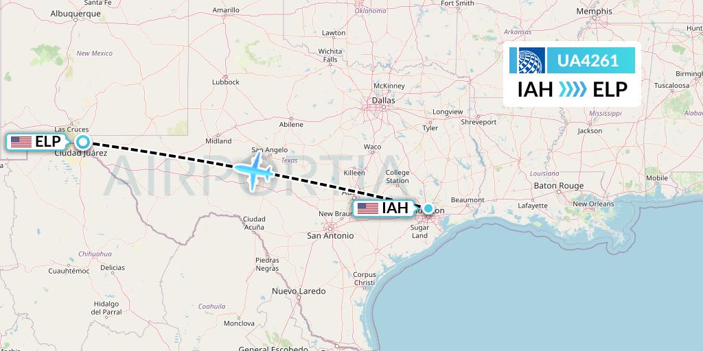 UA4261 United Airlines Flight Map: Houston to El Paso