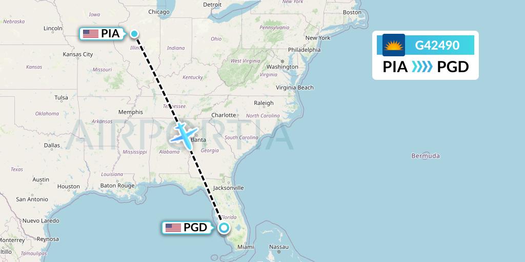 G42490 Allegiant Air Flight Map: Peoria to Punta Gorda
