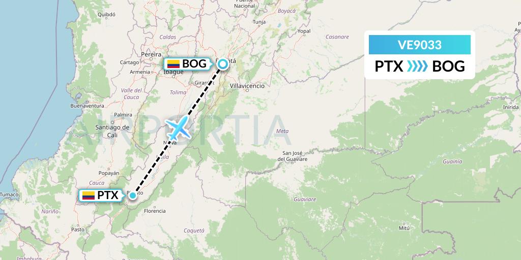 VE9033 Easyfly Flight Map: Pitalito to Bogota