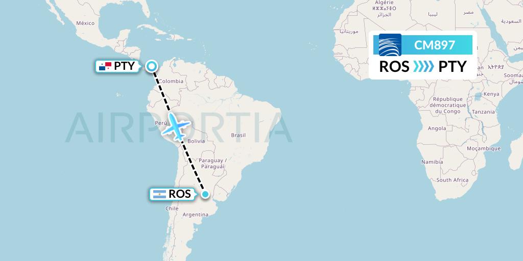 CM897 Copa Airlines Flight Map: Rosario to Panama City