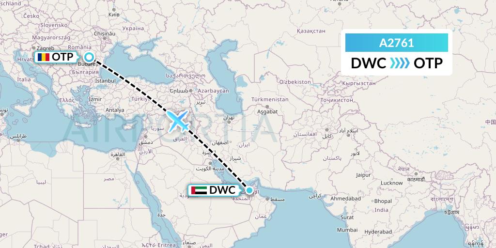 A2761 Anima Wings Aviation Flight Map: Dubai to Bucharest