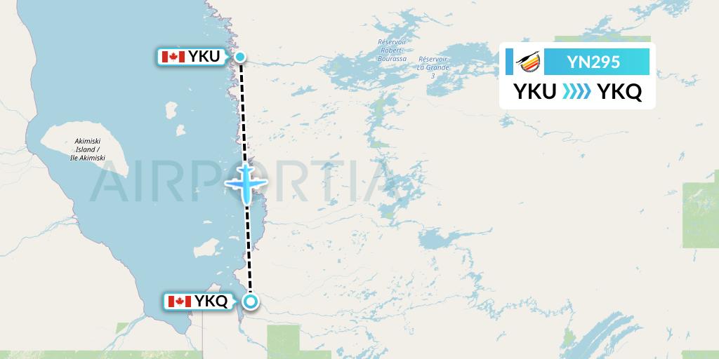 YN295 Air Creebec Flight Map: Chisasibi to Waskaganish