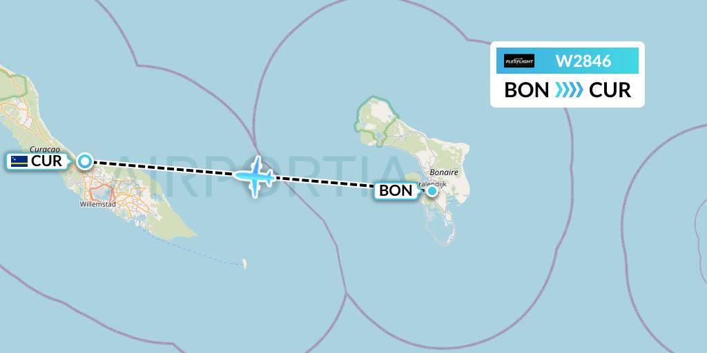 W2846 Flex Flight Flight Map: Bonaire to Willemstad