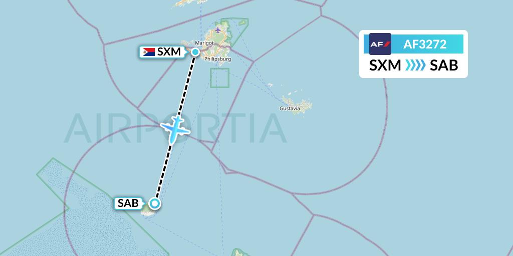 AF3272 Air France Flight Map: Sint Maarten to Saba