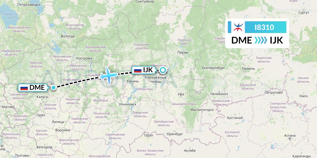 I8310 Izhavia Flight Map: Moscow to Izhevsk