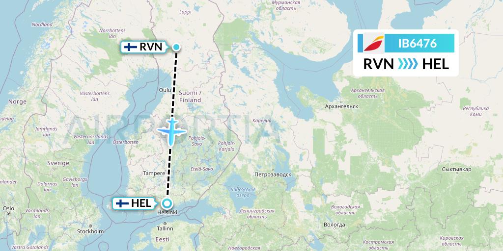 IB6476 Iberia Flight Map: Rovaniemi to Helsinki