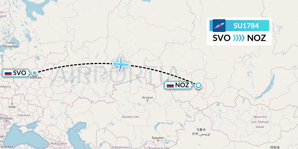 SU1784 Aeroflot Flight Map: Moscow to Novokuznetsk
