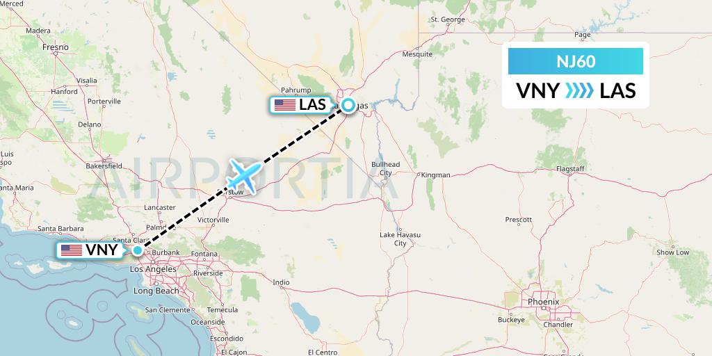 NJ60 Ghadames Air Transport Flight Map: Van Nuys to Las Vegas