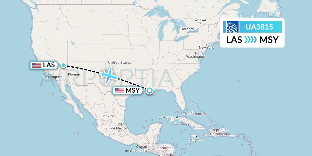 UA3815 United Airlines Flight Map: Las Vegas to New Orleans