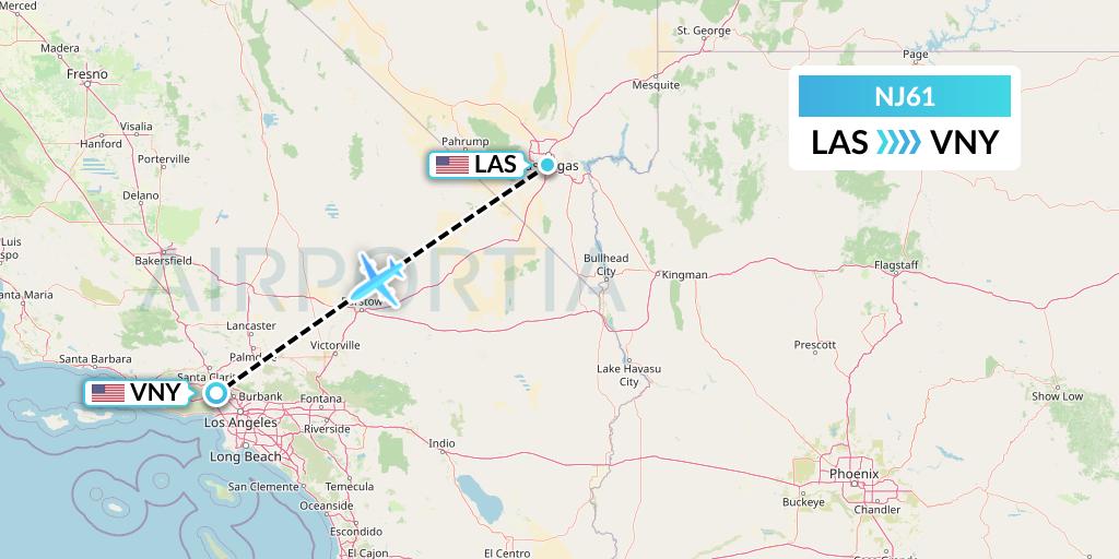 NJ61 Ghadames Air Transport Flight Map: Las Vegas to Van Nuys