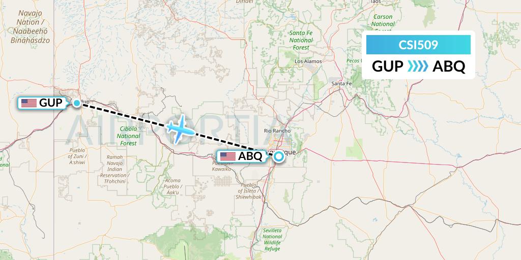 CSI509 Csi Aviation Flight Map: Gallup to Albuquerque