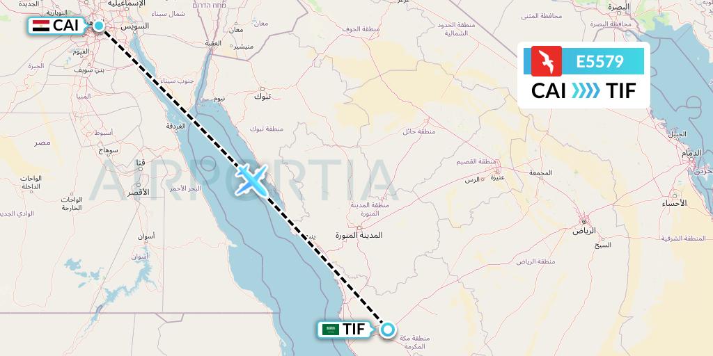 E5579 Air Arabia Egypt Flight Map: Cairo to Taif