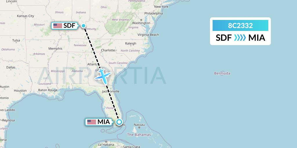 8C2332 Air Transport International Flight Map: Louisville to Miami