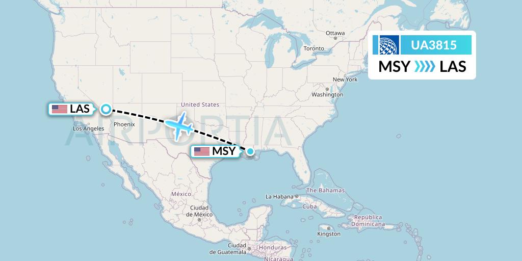 UA3815 United Airlines Flight Map: New Orleans to Las Vegas