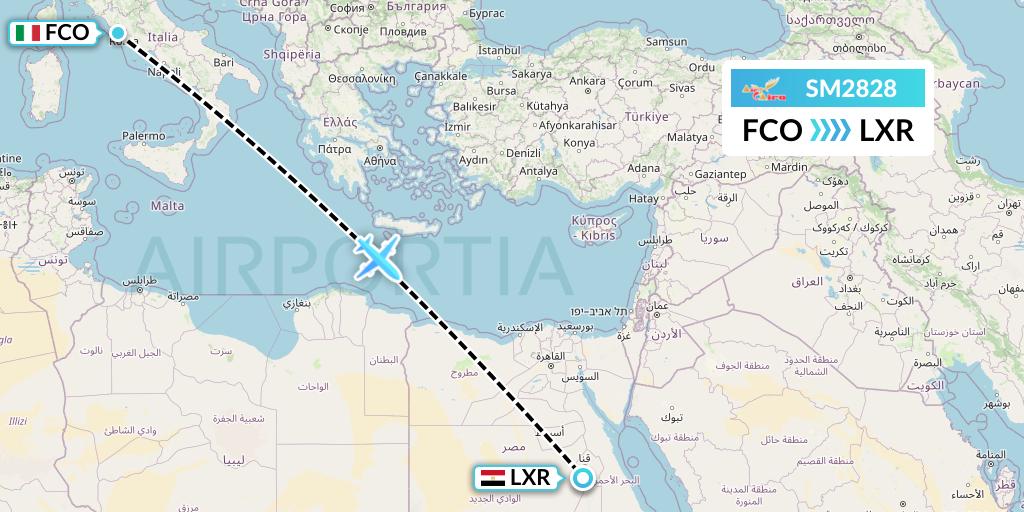 SM2828 Air Cairo Flight Map: Rome to Luxor