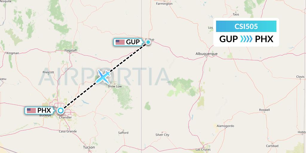 CSI505 Csi Aviation Flight Map: Gallup to Phoenix