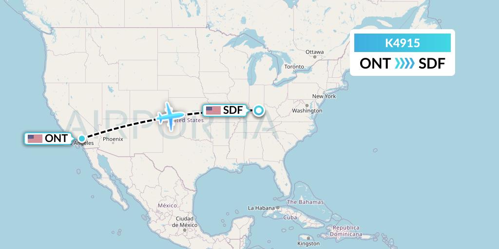 K4915 Kalitta Air Flight Map: Ontario to Louisville