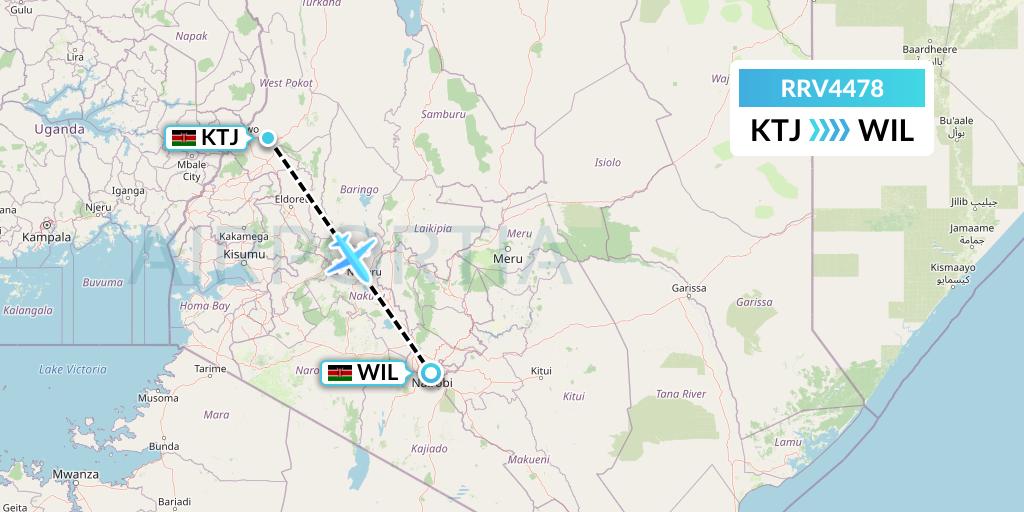 RRV4478 Mombasa Air Safari Flight Map: Nairobi to Nairobi