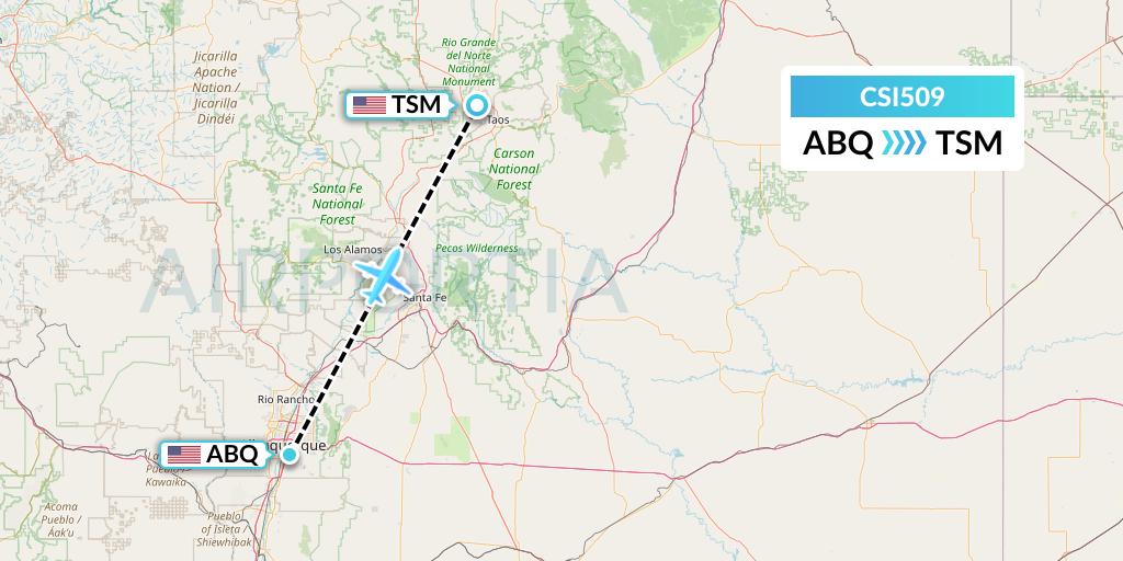 CSI509 Csi Aviation Flight Map: Albuquerque to Taos