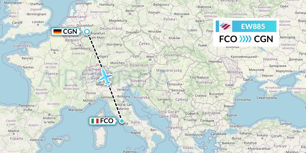 EW885 Eurowings Flight Map: Rome to Cologne