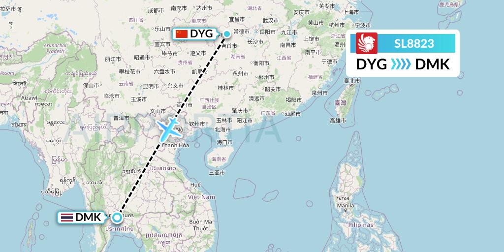 SL8823 Thai Lion Air Flight Map: Dayong to Bangkok
