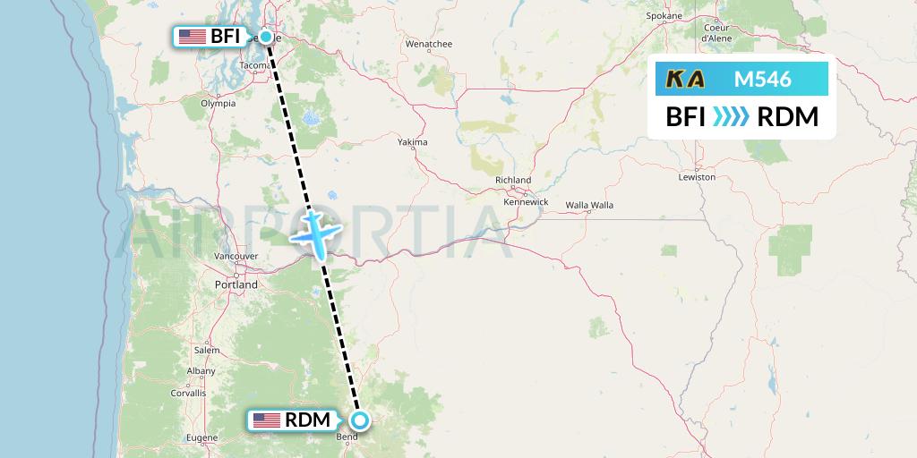 M546 Kenmore Air Flight Map: Seattle to Redmond