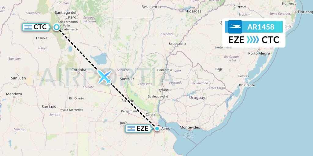 AR1458 Aerolineas Argentinas Flight Map: Buenos Aires to Catamarca