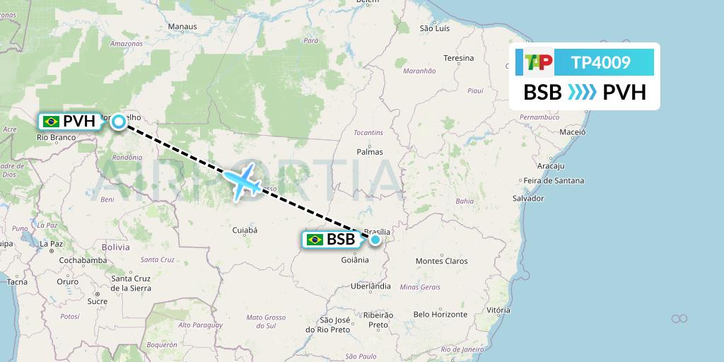TP4009 TAP Portugal Flight Map: Brasilia to Porto Velho