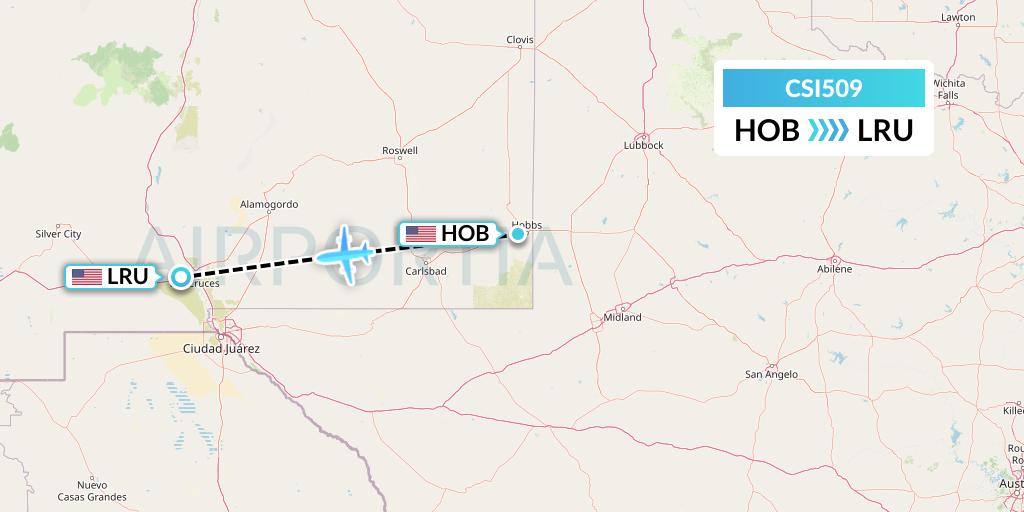 CSI509 Csi Aviation Flight Map: Hobbs to Las Cruces