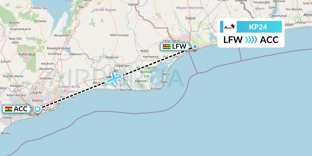 KP24 ASKY Flight Map: Lome to Accra