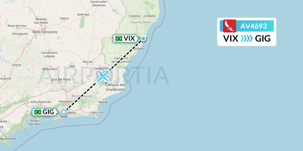AV4693 Avianca Flight Map: Vitoria to Rio de Janeiro