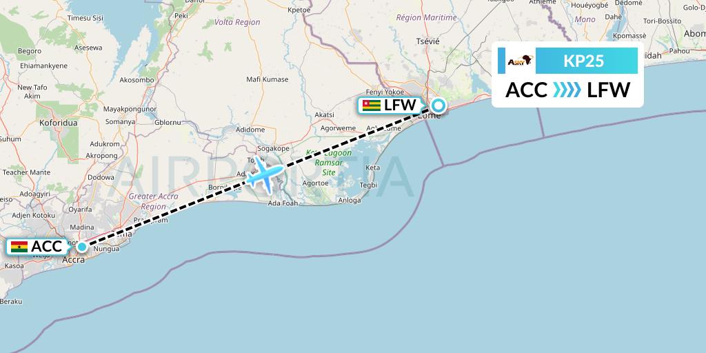 KP25 ASKY Flight Map: Accra to Lome