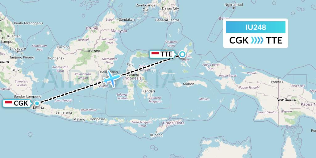IU248 Pt. Super Air Jet Flight Map: Jakarta to Ternate