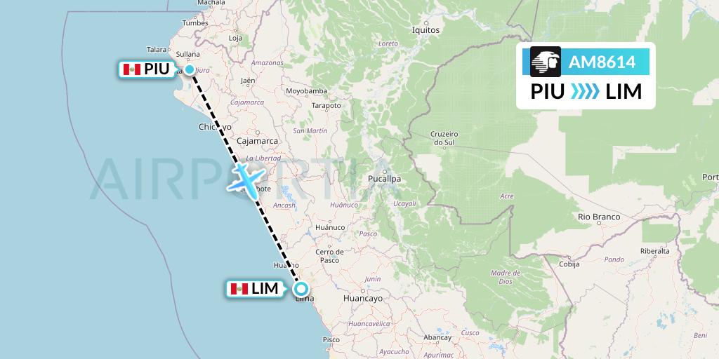 AM8614 Aeromexico Flight Map: Piura to Lima