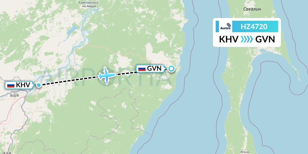 HZ4720 Aurora Flight Map: Khabarovsk to Komsomolsk na Amur
