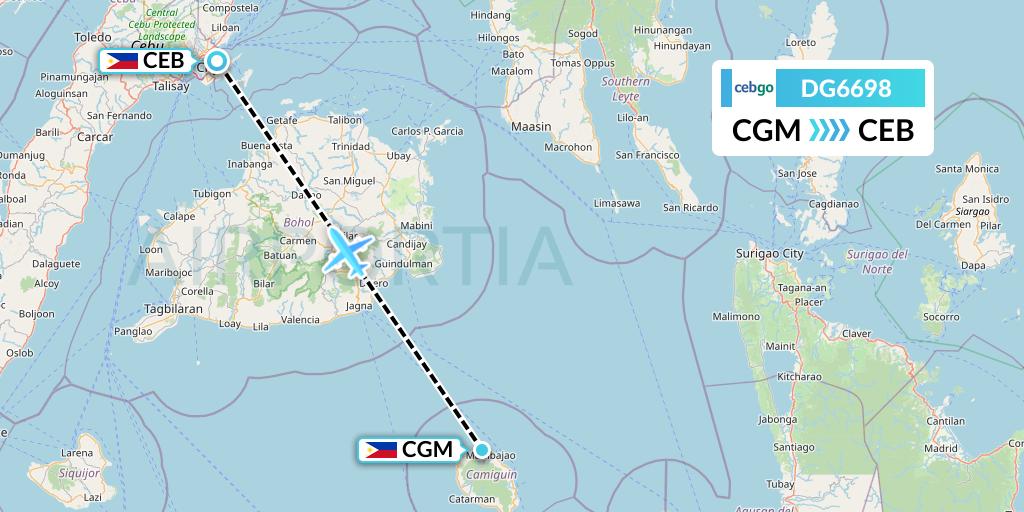DG6698 Cebgo Flight Map: Philippines to Cebu