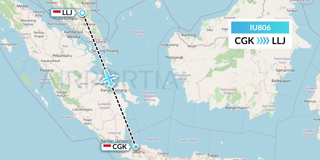IU806 Pt. Super Air Jet Flight Map: Jakarta to Palembang