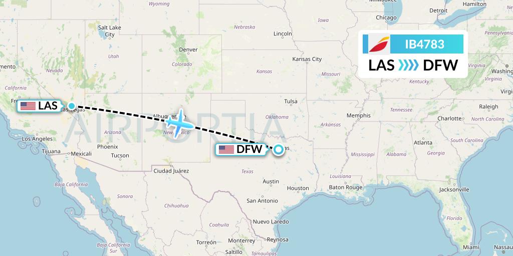 IB4783 Iberia Flight Map: Las Vegas to Dallas