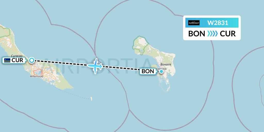 W2831 Flex Flight Flight Map: Bonaire to Willemstad