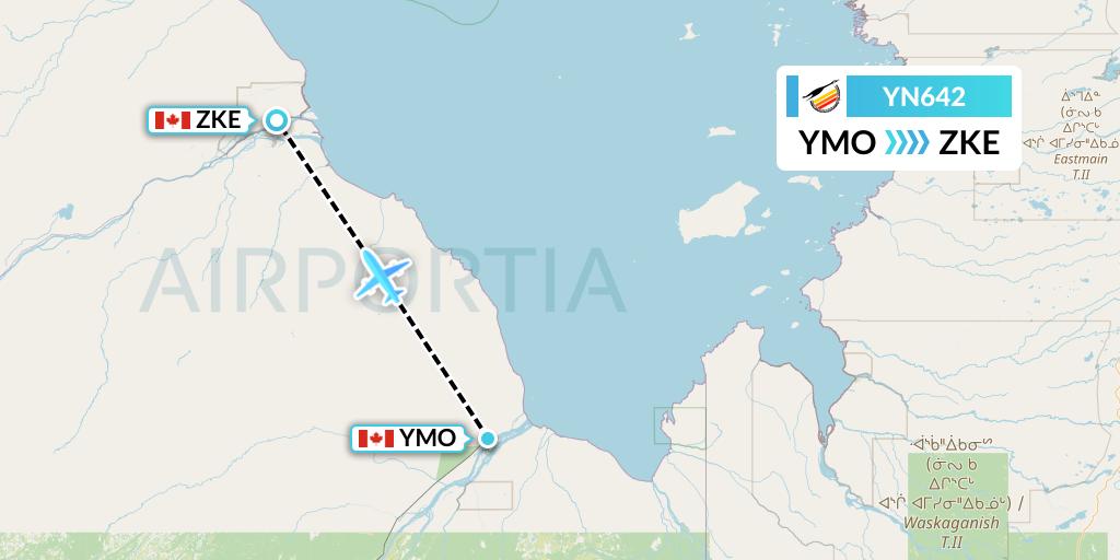 YN642 Air Creebec Flight Map: Moosonee to Kashechewan
