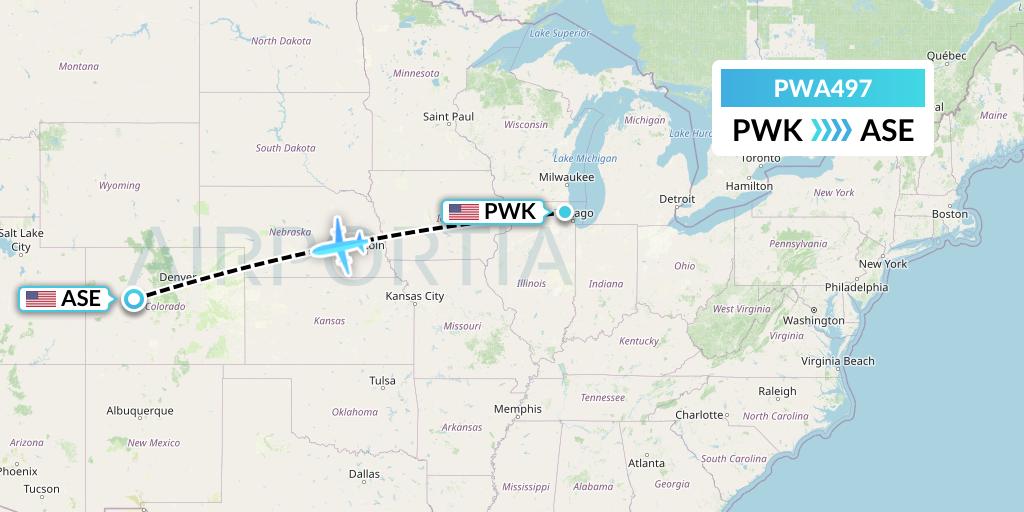 PWA497 Priester Aviation Flight Map: Chicago to Aspen
